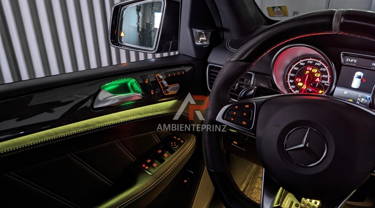 Ambientebeleuchtung für Mercedes GLS X166 mit 12/64 Farben inkl. Einbau –  Ambientprinz