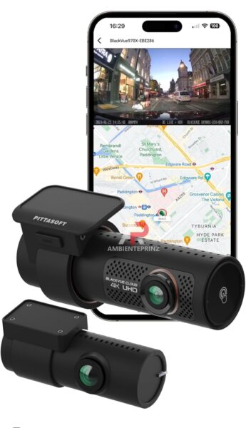 BlackVue DR970X-2CH 256GB Dashcam + Heckkamera, 4K Ultra HD, Cloud/WLAN, GPS, Intelligenter Park-Modus