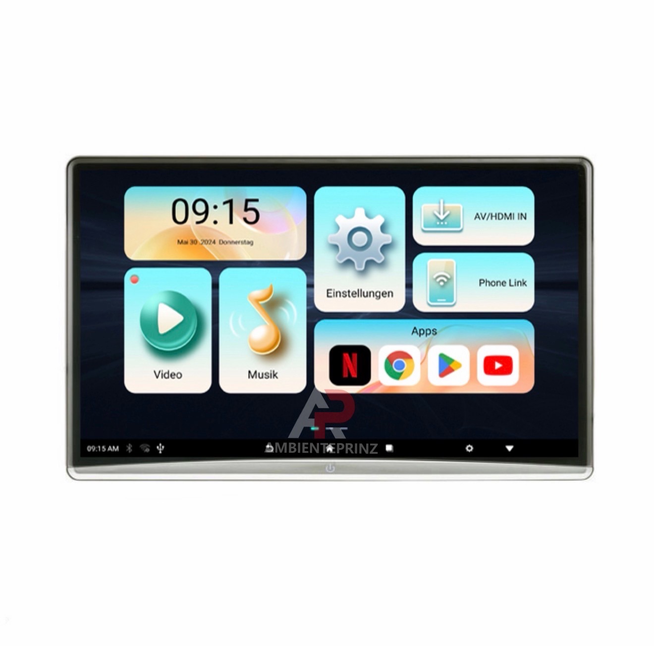 Kopfstütz Monitor mit Kopfstützen-Halterung der Marke AMPIRE 12.4", HDMI In/Out RSE