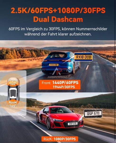 Dashcam - Vantrue S1 Pro mit Parkmodus inkl. Einbau und Hardwire Kit mit 3 Stufen