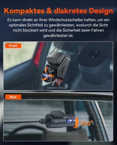 Dashcam - Vantrue S1 Pro mit Parkmodus inkl. Einbau und Hardwire Kit mit 3 Stufen