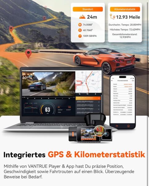Vantrue N2X Dashcam inkl. LTE‑Modul inkl. Einbau