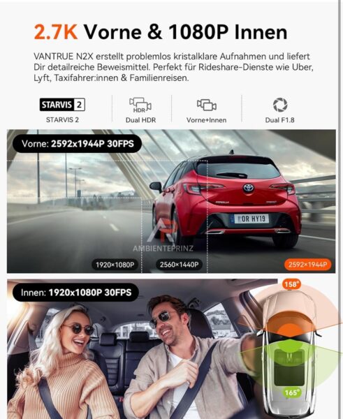 Vantrue N2X Dashcam inkl. LTE‑Modul inkl. Einbau