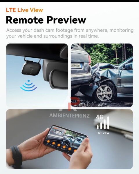 Vantrue S1 Pro 2.5K 60FPS LTE Cloud Version 2-Wege Dashcam mit Parkmodus inkl. Einbau und Hardwire Kit