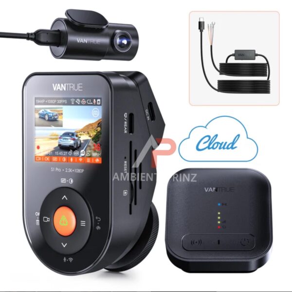Vantrue S1 Pro 2.5K 60FPS LTE Cloud Version 2-Wege Dashcam mit Parkmodus inkl. Einbau und Hardwire Kit