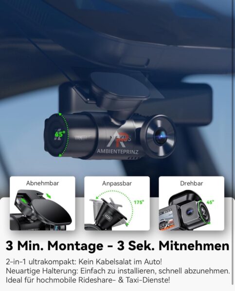Vantrue N2X Dashcam inkl. LTE‑Modul inkl. Einbau