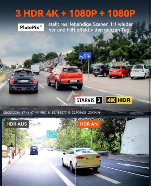 Vantrue N4 Pro Dashcam 3 Wege inkl. Einbau und Hardware Kit