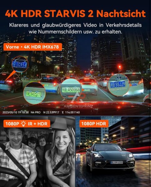 Vantrue N4 Pro Dashcam 3 Wege inkl. Einbau und Hardware Kit