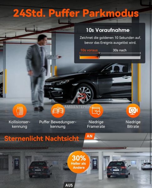 Vantrue N4 Pro Dashcam 3 Wege inkl. Einbau und Hardware Kit