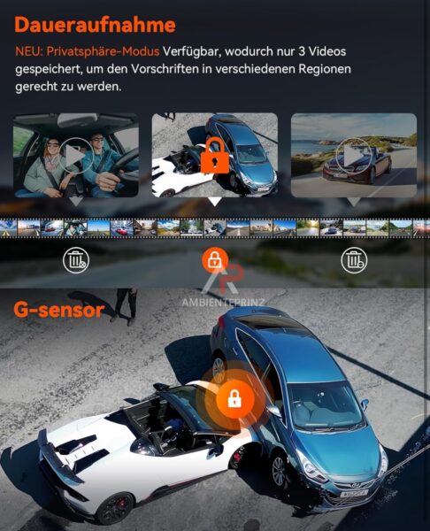 Vantrue N4 Pro Dashcam 3 Wege inkl. Einbau und Hardware Kit