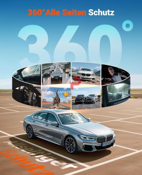 Vantrue N5S 4-Wege-Dashcam mit 360° Rundumschutz mit Parkmodus inkl. Einbau und Hardwire Kit