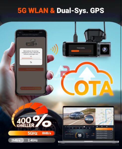Vantrue N5S 4-Wege-Dashcam mit 360° Rundumschutz mit Parkmodus inkl. Einbau und Hardwire Kit