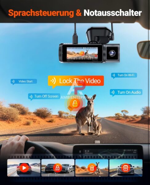 Vantrue N5S 4-Wege-Dashcam mit 360° Rundumschutz mit Parkmodus inkl. Einbau und Hardwire Kit